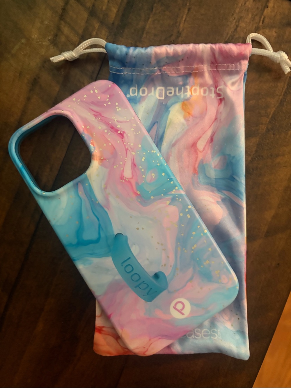 Loopy Case Marble Phone Case with Loop Stand - Pink, Blue & White